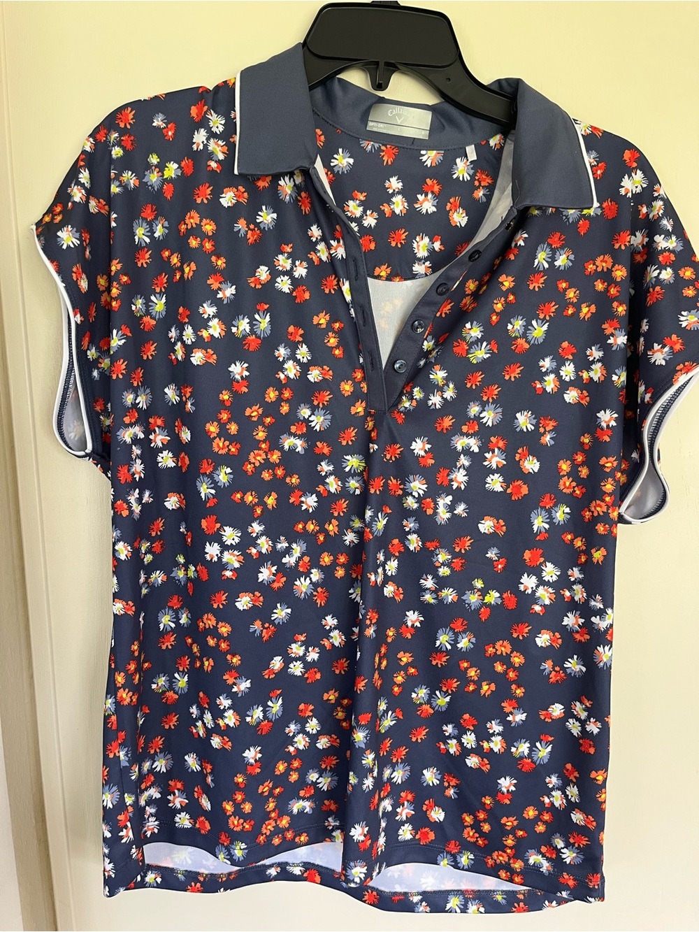 Callaway Navy Floral Button-Down Polo